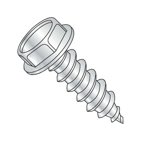 Sheet Metal Screw, #8-18 X 1/2 In, Zinc Plated Steel Hex Head Hex Drive, 100 PK